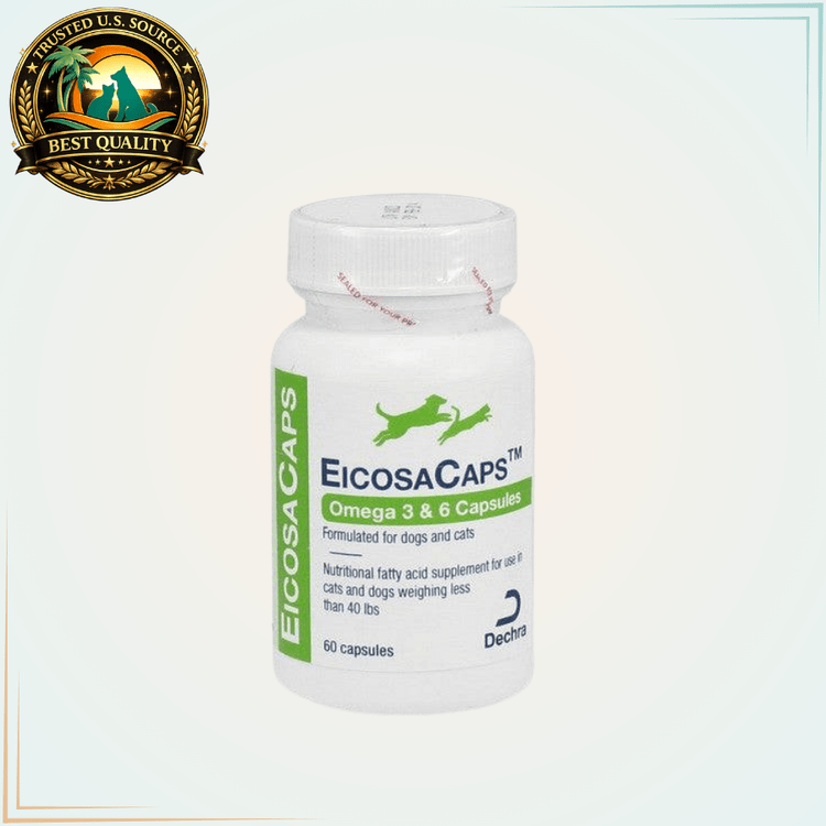 EicosaCaps Omega 3 & 6 Capsules for Dogs & Cats Up to 40 lbs 60 Capsules - Calvetsupply