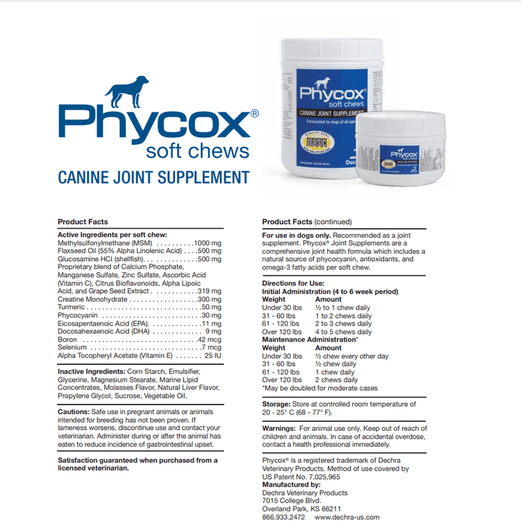 Phycox Joint Support Soft Chews for Dogs 120 Soft Chews - Calvetsupply
