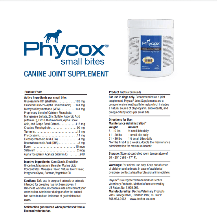 Phycox Small Bites Hip & Joint Support for Dogs 120 Soft Chews - Calvetsupply