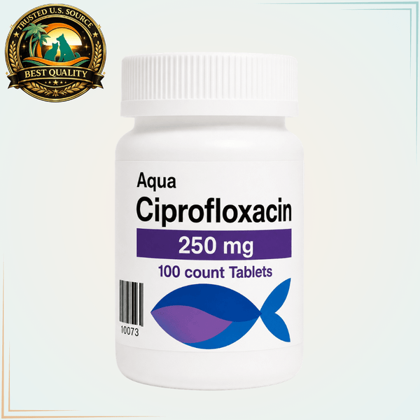 Aquarium Ciprofloxacin 250mg Fish Antibiotic for Columnaris - 100 Tablets - Calvetsupply