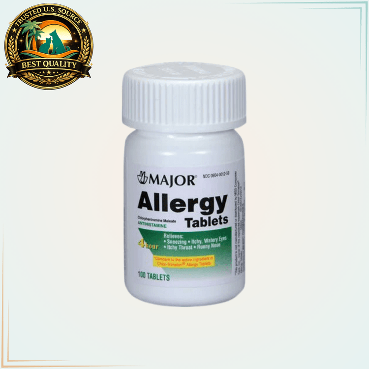 Chlorpheniramine Antihistamine - 4 mg. Tabs - 100 Tablets - Calvetsupply