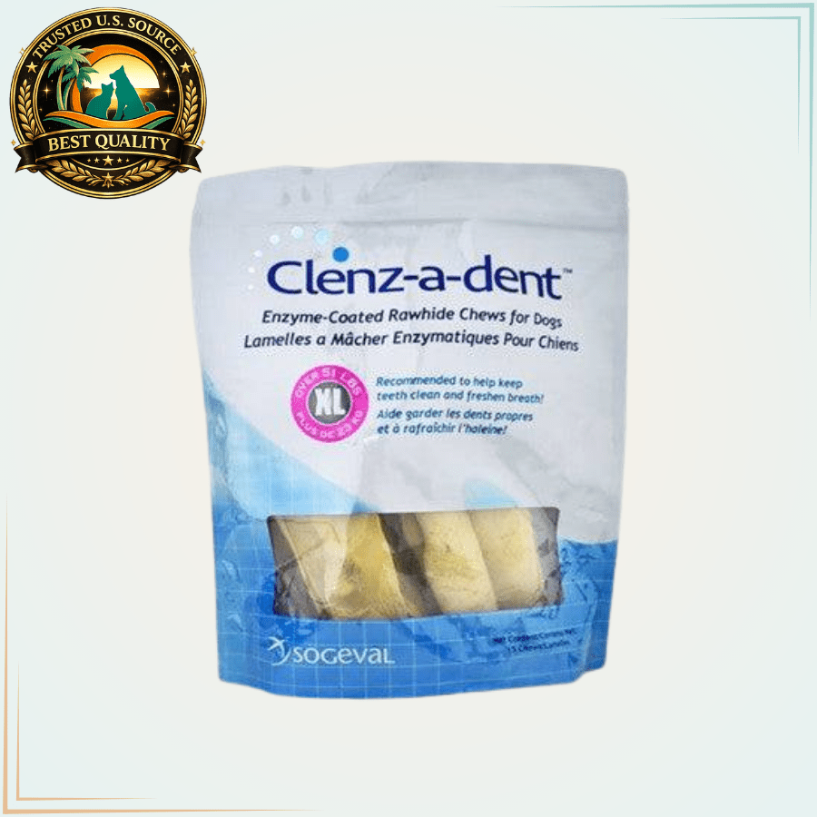 Clenz-A-Dent Rawhide Chews for Dogs Extra Large 15 Chews - Calvetsupply