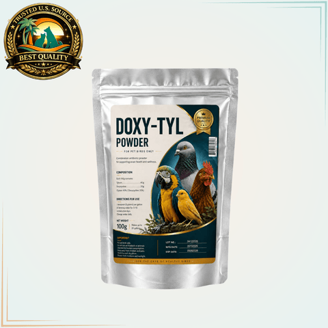 Doxy-Tyl Powder for Pet Birds – Tylosin & Doxycycline Avian Antibiotic Powder 100g - Calvetsupply
