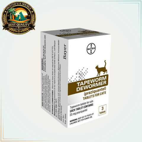 Elanco Tapeworm Dewormer Tablets for Cats (Praziquantel) 3 Tablets - Calvetsupply