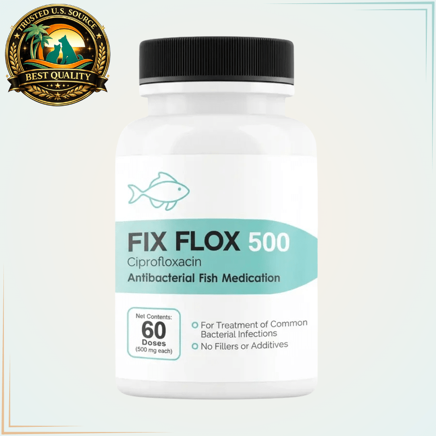 Fish Flox (Fix Flox) fish Ciprofloxacin 500mg Fish Antibacterial - Calvetsupply
