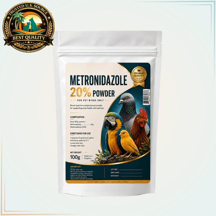 Metronidazole 20% Powder for Pet Birds – Antiprotozoal & Digestive Support, 100 g - Calvetsupply
