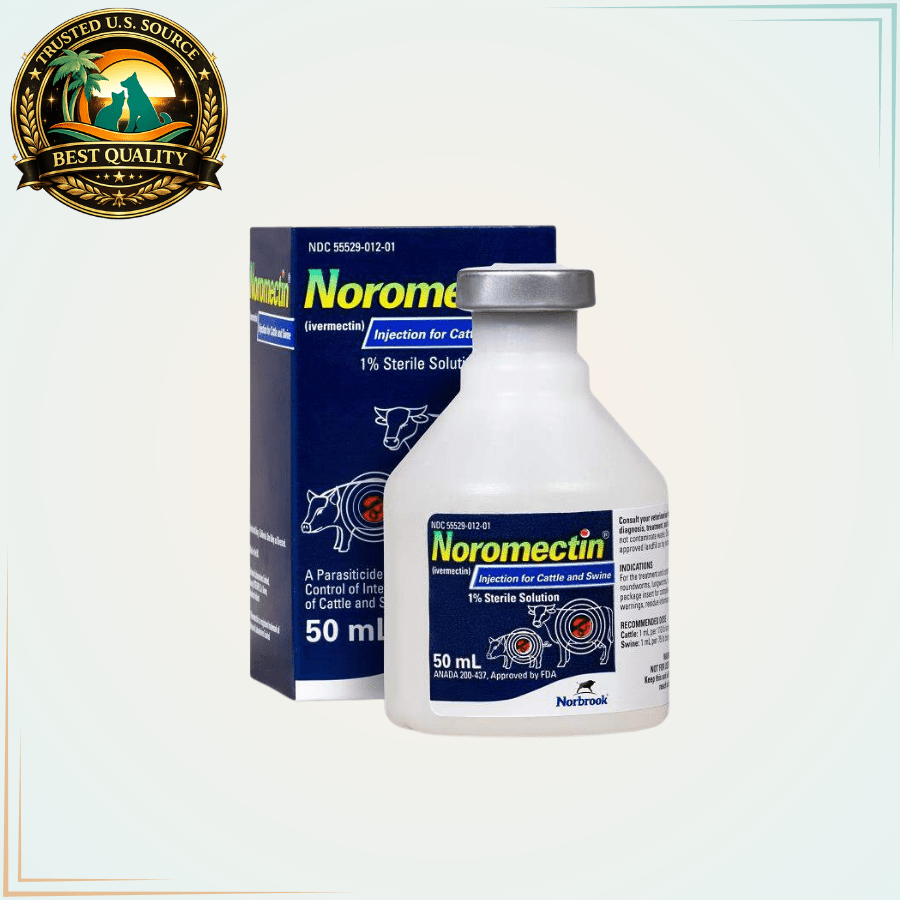 Noromectin (Ivermectin 1%) Dewormer for Cattle and Swine 50 mL - Calvetsupply