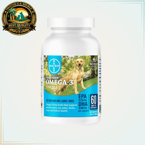 Omega-3 Free Form Fish Oil for Medium and Large Dogs 60 Snip Tip Capsules - Calvetsupply