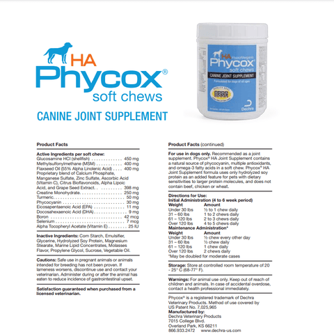 Phycox HA Joint Supplement for Dogs 120 Soft Chews - Calvetsupply