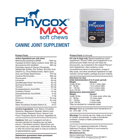 Phycox MAX Joint Supplement Soft Chews for Dogs 90 count - Calvetsupply
