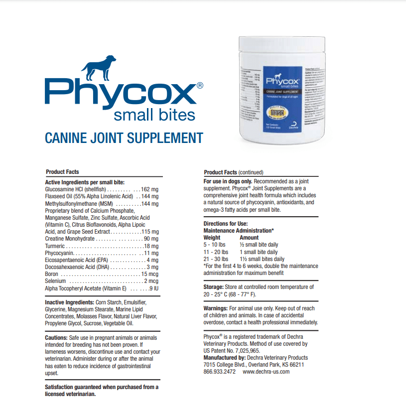 Phycox Small Bites Hip & Joint Support for Dogs 120 Soft Chews - Calvetsupply