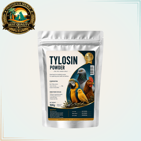 Tylosin Powder for Pet Birds – Tylosin Tartrate 99% Avian Antibiotic Powder 100g - Calvetsupply